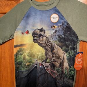 Wonder Nation Olive Green Dinosaur Long Sleeve Tee
